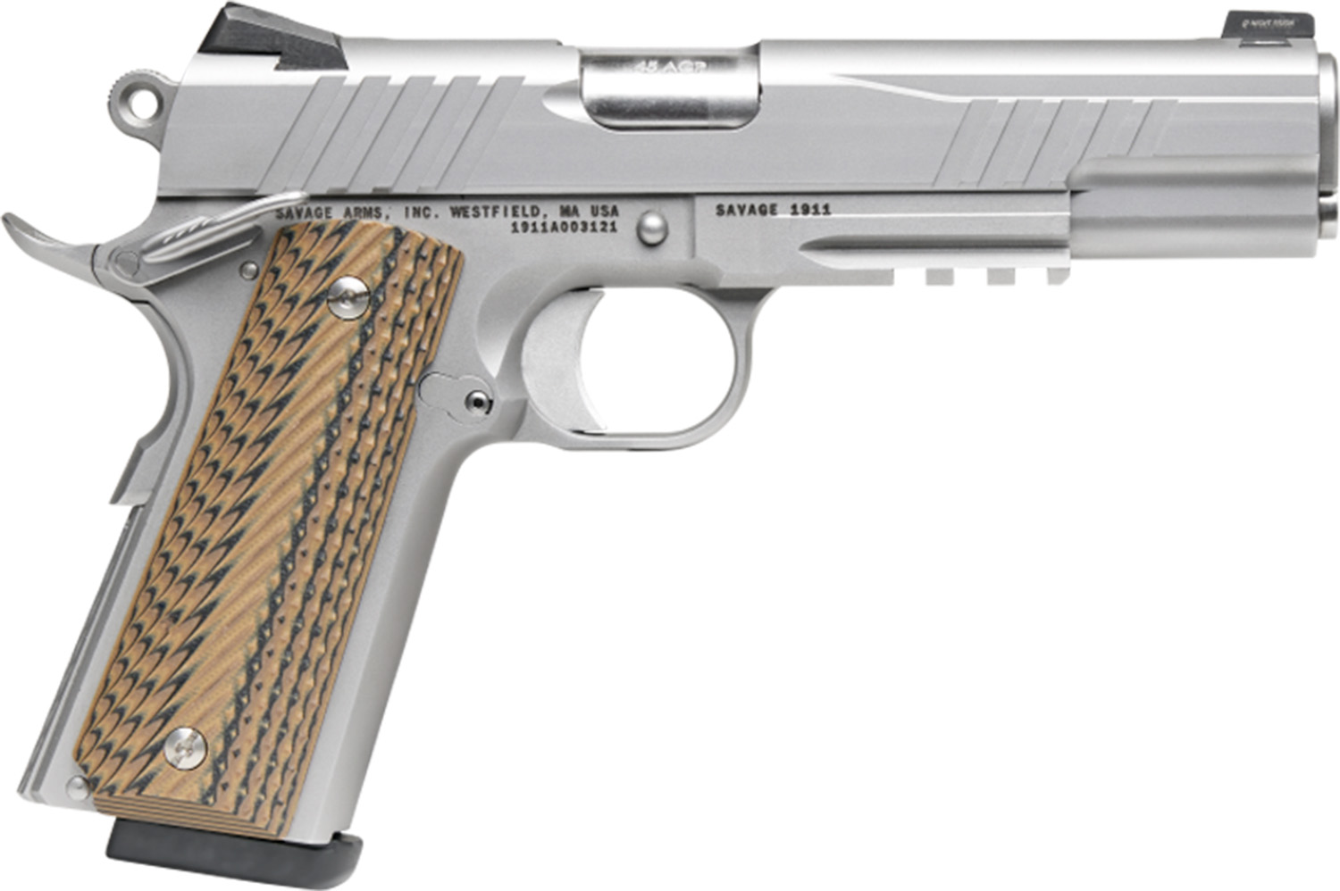 SAV 1911 GOVT 45AP 8RD SS RAIL