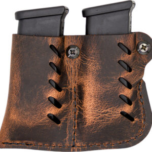 VERSACARRY LEATHER DBL MAG PCH - SINGLE STACK DISTRESS BROWN