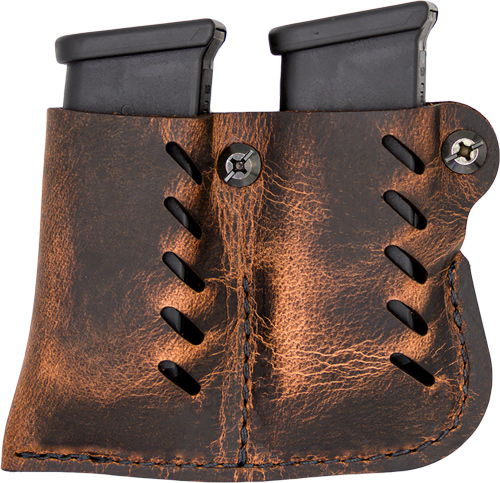 VERSACARRY LEATHER DBL MAG PCH - SINGLE STACK DISTRESS BROWN