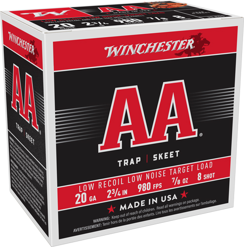 WINCHESTER AA 20GA 2.75" 7/8OX - #8 890FPS 250RD CASE LOT