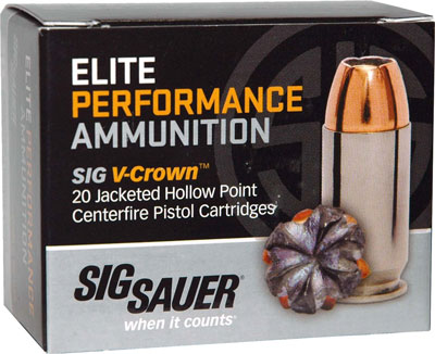 SIG AMMO 45ACP 185GR ELITE - V-CROWN HP 20RD 10BX/CS