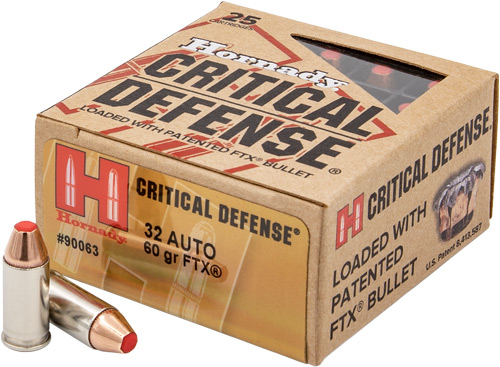 HORNADY CRITICAL DEFENSE - 32 ACP 90GR FTX 25RD 10BX/CS