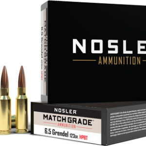 NOSLER MATCH GRADE 6.5 GRENDEL - 123GR BTHP 20RD 10BX/CS