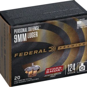 FEDERAL PREMIUM 9MM LUGER 124G - HYDRA-SHOK JHP 20RD 25BX/CS