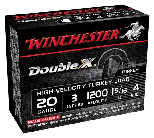 WINCHESTER DOUBLE-X 20GA 3" - 1-5/16OZ #4 10RD 10BX/CS
