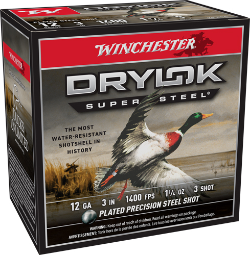 WINCHESTER DRYLOK 12GA 3" - 1-1/4OZ #3 25RD 10BX/CS