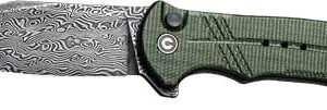 CIVIVI KNIFE COGENT 3.47" - GREEN MICARTA/DAMASCUS BTTNLK