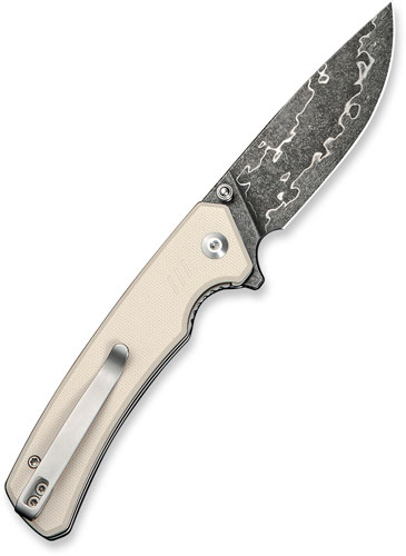 CIVIVI KNIFE MERIT 3.28" IVORY - G10/DAMASCUS LINER LOCK - Image 3