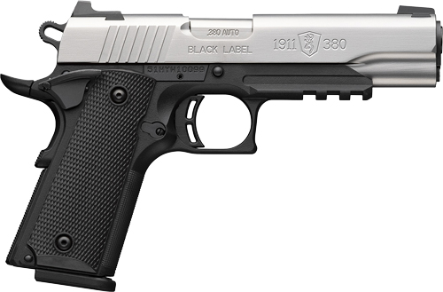 BROWNING 1911-380 SS 380ACP - 4.25"FS 8RD BLK/SS W/RAIL