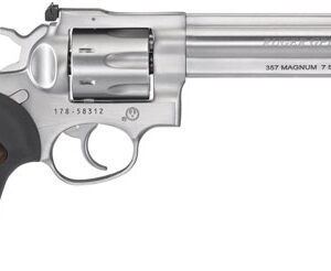 RUGER GP100 357MAG 6" ADJ. - SS RUBBER W/HARDWOOD 7-SHOT