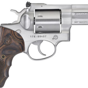 RUGER GP100 357MAG 3" FS - STAINLESS WOOD UNFLUTED CYL.