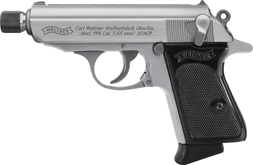 WALTHER PPK SD 32ACP STAINLESS - FS 7RD BLACK SYNTHETIC GRIPS