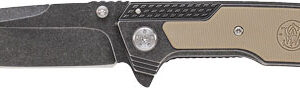 S&W STONEWASH DROP POINT 3.6" - BLADE W/ S&W LOGO IN G10 HNDL