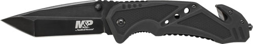 S&W KNIFE CLIP FOLDER 3.8" - BLADE BLACK W/ STRAP CUTTER
