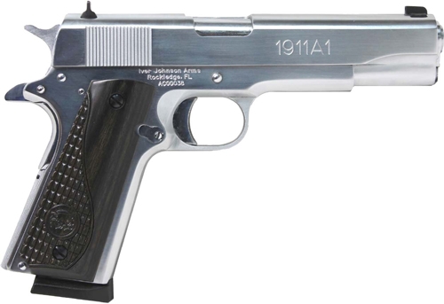 IVER JOHNSON 1911A1 38 SUPER - 5" FS 9RD CHROME BLACK WOOD - Image 2