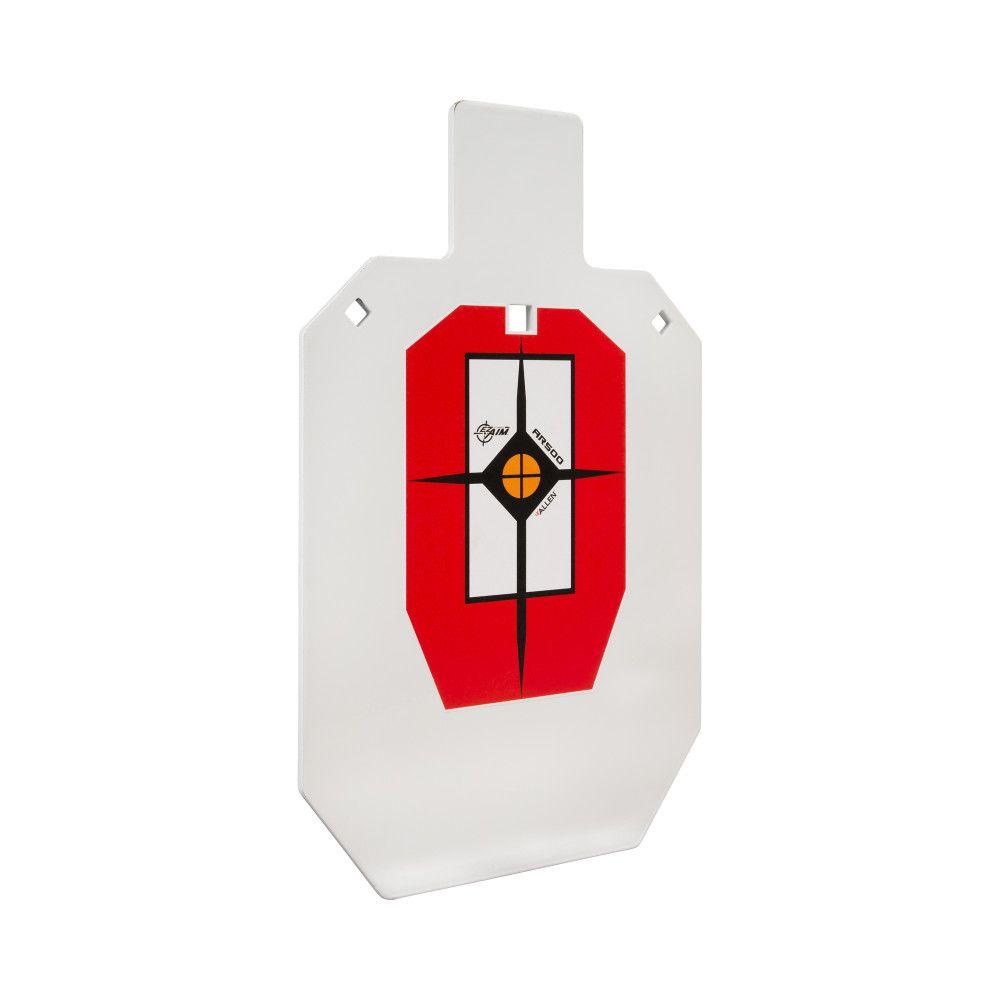 EZ-Aim Hardrock AR500 IPSC Silhouette Shooting Target 9"W x 14.875H" White/Red/Black