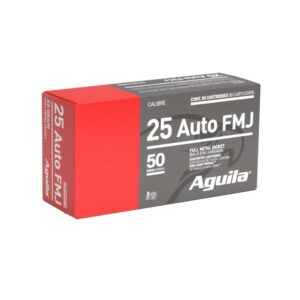 Aguila Handgun Ammunition .25 Auto 50 gr FMJ 755 fps 50/ct