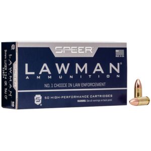 Speer Lawman Cleanfire Handgun Ammunition 9mm Luger 124gr TMJ 1090 fps 50/ct