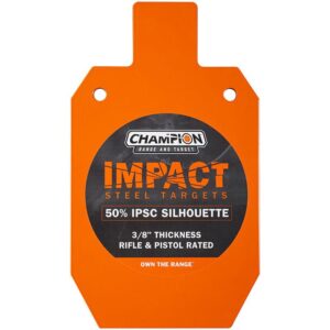 Champion Impact Steel Silhouette Target 50% IPSC Rifle Rated Orange