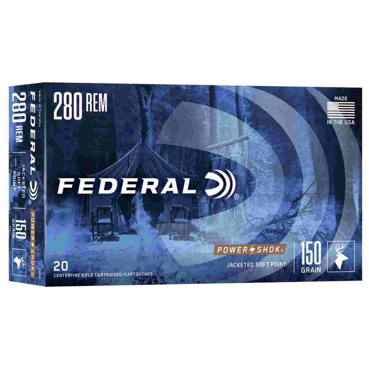 Federal Power-Shok Rifle Ammunition .280 Rem 150 gr SP 2890 fps - 20/ct