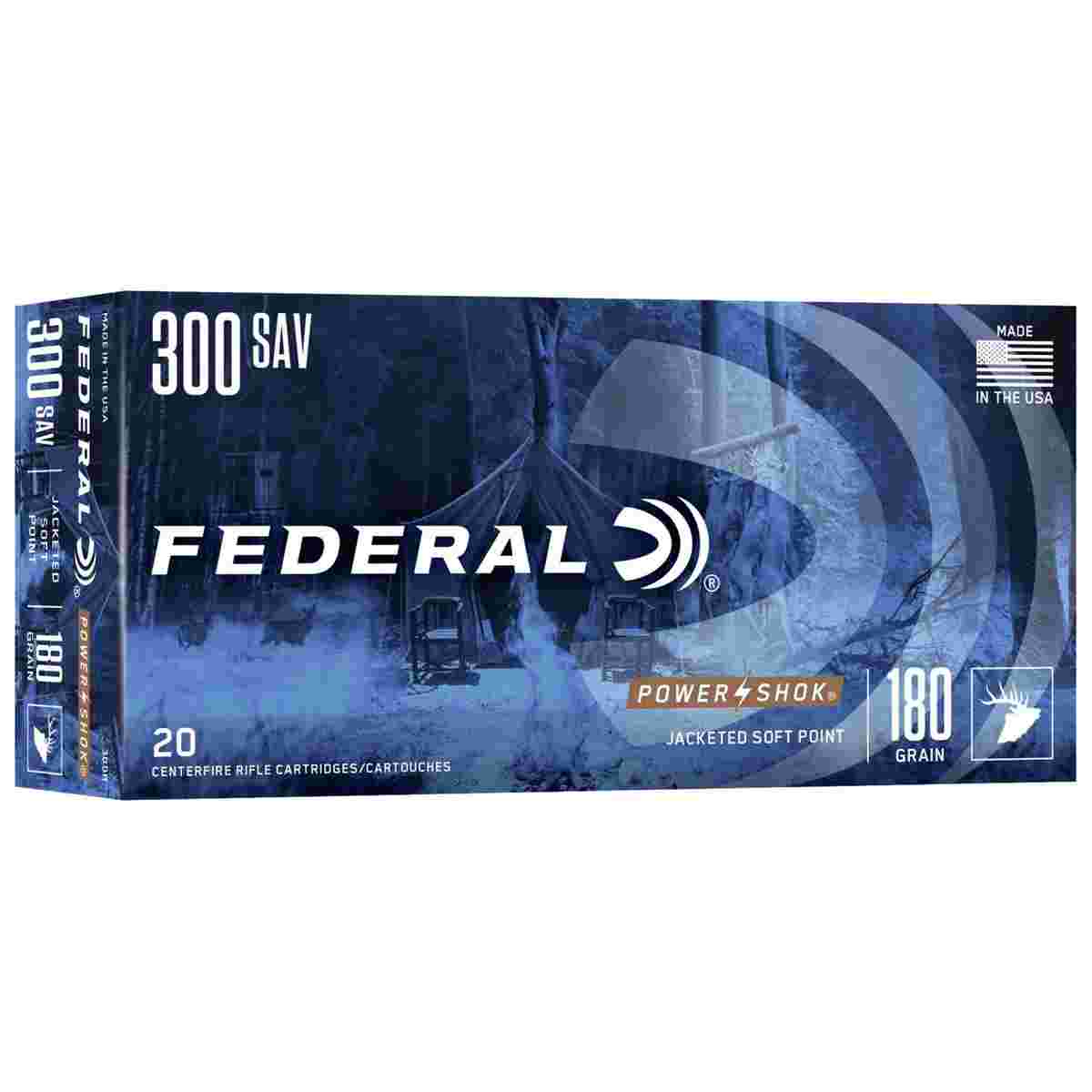 Federal Power-Shok Rifle Ammunition .300 Savage 180 gr SP 2350 fps - 20/ct