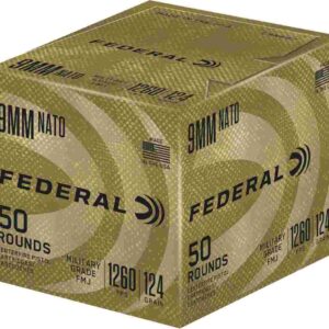 Federal NATO Military Grade Ball Handgun Ammunition 9mm Luger 124 gr FMJ 1030 fps 50/ct