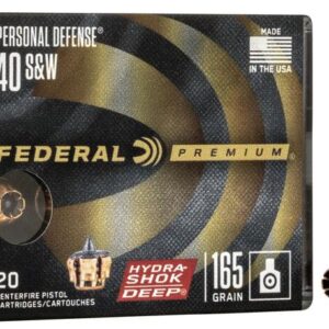 Federal Personal Defense Hydra-Shok Deep Handgun Ammuniton .40 S&W 165 gr HSD 1050 fps 20/ct