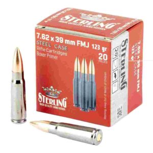 Global Ordnance Sterling Steel Case Select Rifle Ammunition 7.62x39mm 123gr FMJ 2362 fps 20/ct