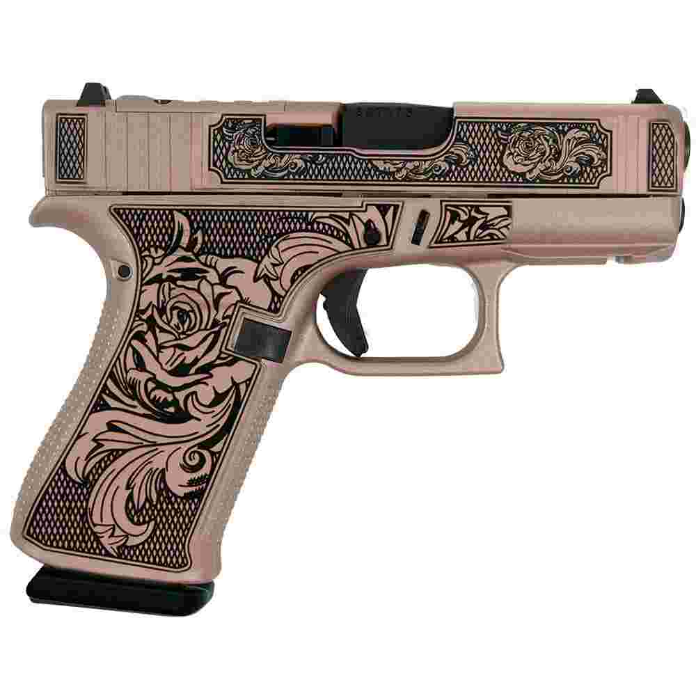 Glock 43X "Glock & Roses II" Handgun 9mm Luger 10rd Magazines(2) 3.4" Barrel Accessory Rail USA Made