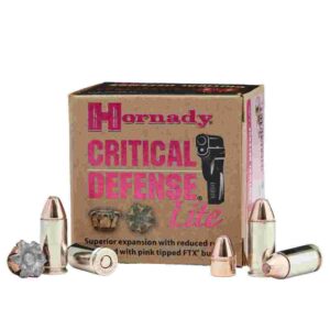 Hornady Critical Defense Lite Handgun Ammunition 9mm Luger 100 gr FTX 1125 fps 25/ct