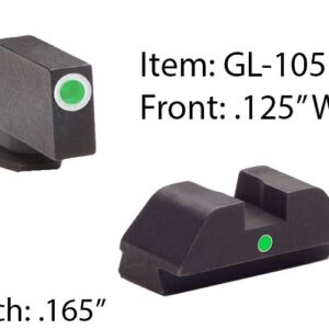 Ameriglo Tritium i-Dot Night Sight Set for Select Glocks - Front Tritium - Green / Front Outline - White / Rear Style - Green Square Notch