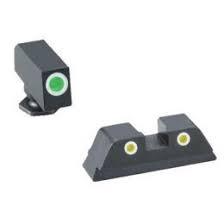 Green YellowTritium 3 dot sight set white outlines for Glock 42-43