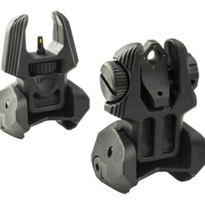 Meprolight Mepro FRBS - Self Illuminated Flip Polymer Black Back-up Rifle Sights 4 Dot Rear/Green Hyper Bright Front