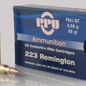 PPU Rifle Ammunition .223 Rem 55 gr FMJ-BT 3240 fps 20/ct