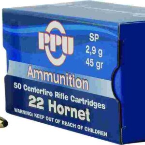 PPU Rifle Ammunition .22 Hornet 45 gr SP 2430 fps 50/ct