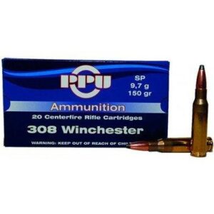 PPU Rifle Ammunition .308 Win 150 gr SP 2820 fps  20/ct