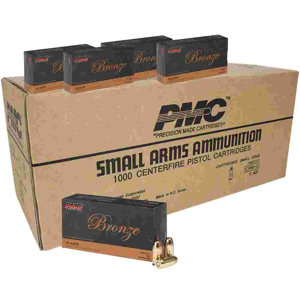 PMC Bronze .45 ACP Handgun Ammunition 230 gr FMJ 830 fps 1000/ct