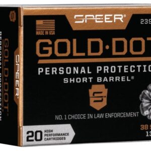 Speer Gold Dot Short Barrel Handgun Ammunition .38 Spl (+P) 135 gr HP 860 fps 20/ct