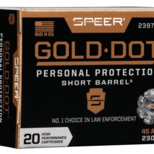 Speer Gold Dot Short Barrel Handgun Ammunition .45 ACP 230 gr HP 820 fps 20/ct