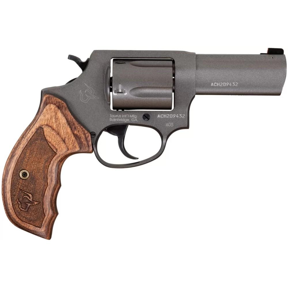 Taurus Defender 605 Handgun 357 Mag/38 Spl 5rd Capacity 3" Barrel Black with Wood Grips Night Sights