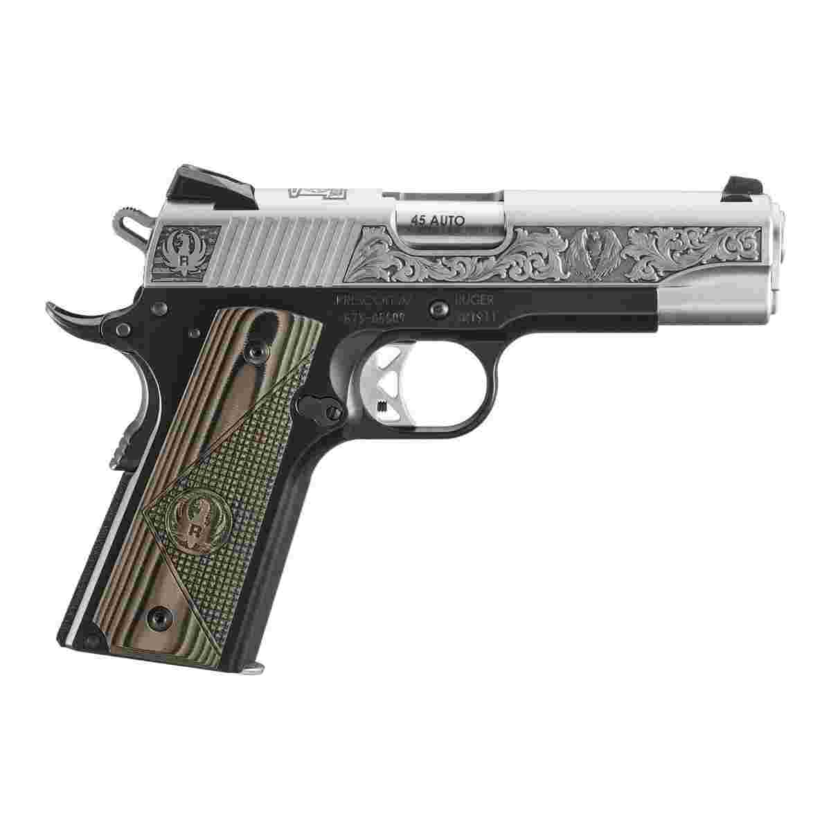 Ruger SR1911 "200 Ruger Rd." Street Edition Handgun 45 Auto 7rd Magazines(2) 4.25" Barrel Engraved Frame G10 Grips