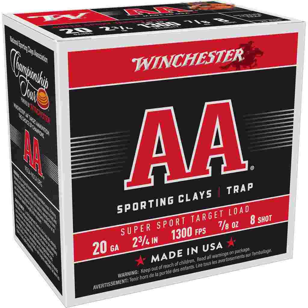 Winchester AA Super Sport 20 ga 2-3/4" 7/8 oz #8 1300 fps - 25/ct