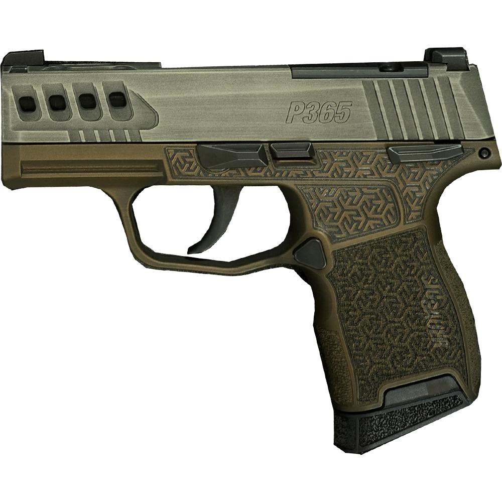 Sig Sauer P365 "Gold Bug"Distressed Gray/Brown OR Handgun 9mm Luger 10rd Magazines(2) 3.1" Barrel X-RAY 3 Sights Manual Safety