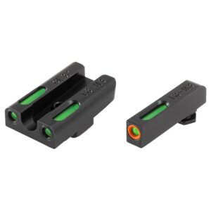 Truglo TFX Pro Tritium/Fiber Optic Day/Night Sights for Glock Slimline Models 42/43/43x/48 Orange Outline Front Rear Green