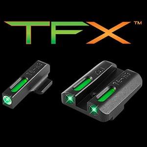 Truglo TFX Tritium/Fiber-Optic Day/Night Sights Fits KAHR Arms K MK P PM T &TP Models with New Dovetail (Post 2004) White Outline Front/Rear Green