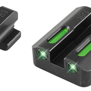 Truglo TFX Tritium/Fiber-Optic Day/Night Sights Fit Taurus MIllennium 62 709 Slim / 740 Slim - White Outline Front/Rear Green/