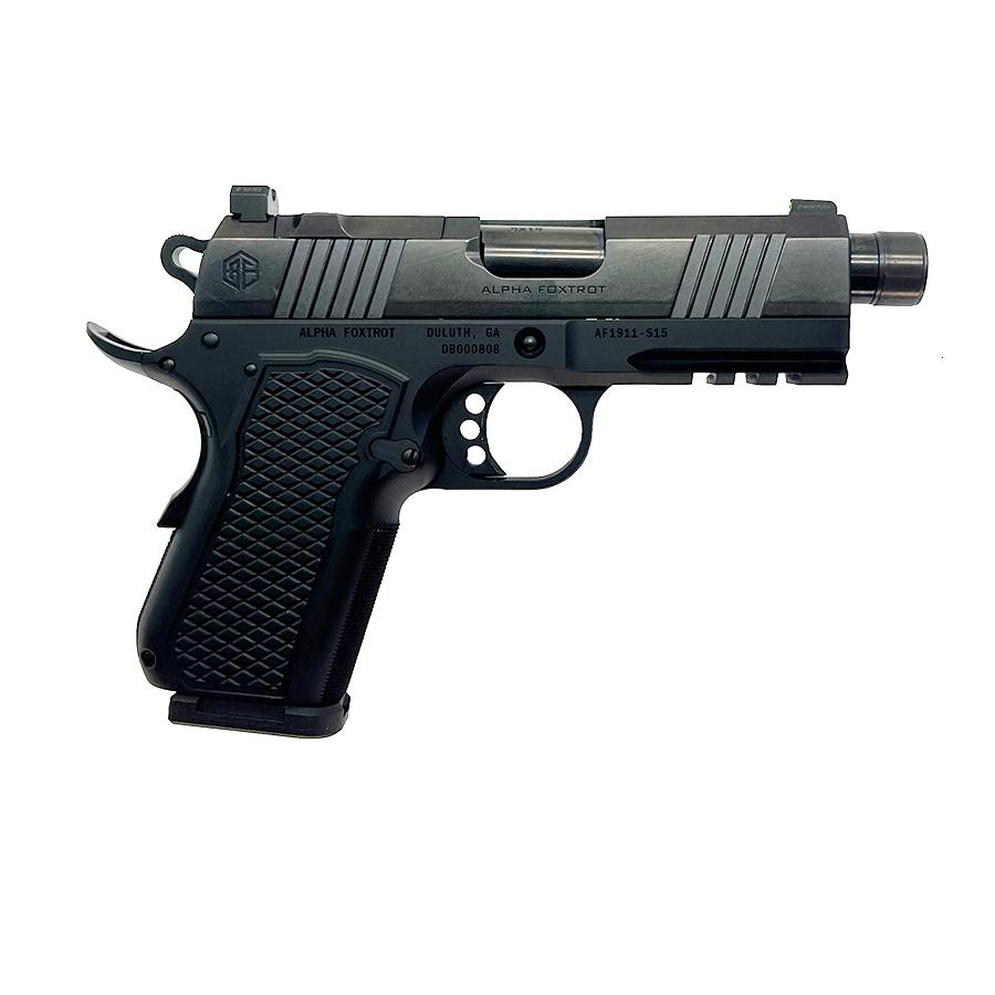 Alpha Foxtrot AF1911 S15 Polished Handgun 9mm Luger 15rd Magazine 3.5" Threaded Barrel RMSc Optic Cut