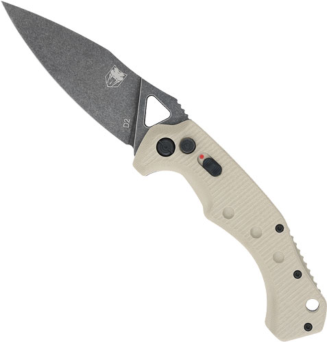 COBRATEC RYKER AUTO FOLDER - 3.75" TAN/BLACK STNWSH D2 BLD