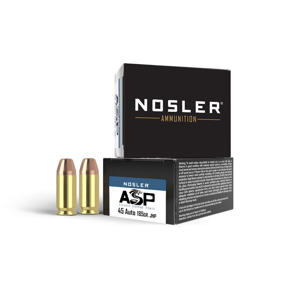 Nosler Match Grade Handgun Ammunition .45 ACP 185 gr JHP 980 fps 20/ct