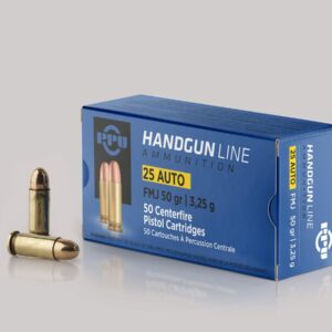PPU Handgun Ammunition .25 ACP 50 gr FMJ 771 fps 50/ct